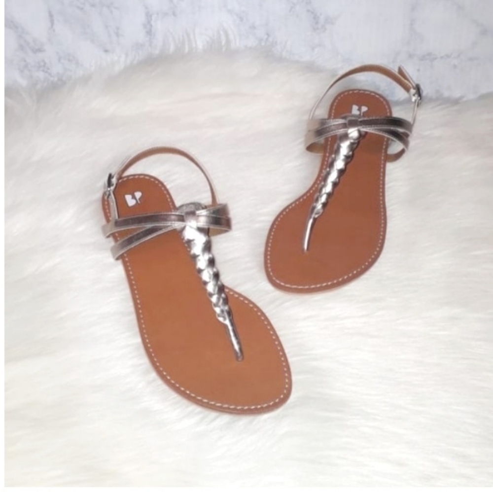 NEW in box BP Gold Tone Braided Strap Sandals